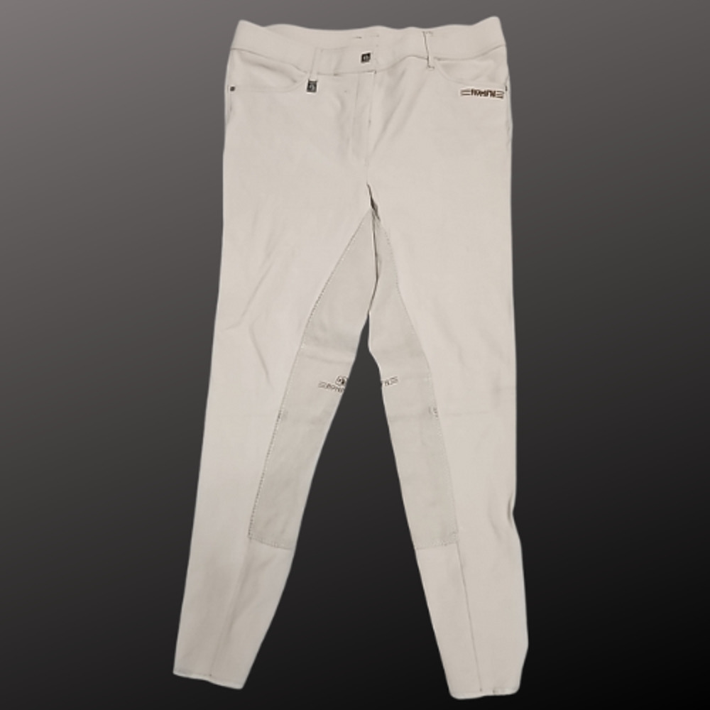 Romfh Full Seat Tan Gray English Breeches Size 34L Pre-Loved